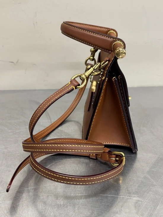 Brown Coach Willis Glovelesthered Top-Handle 18 Satchel with Crossbody Strap - Picture 8 of 11